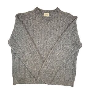 LL Bean Sweater Mens X Large Gray Lambs Wool Classic Outdoor Grandpa Pullover